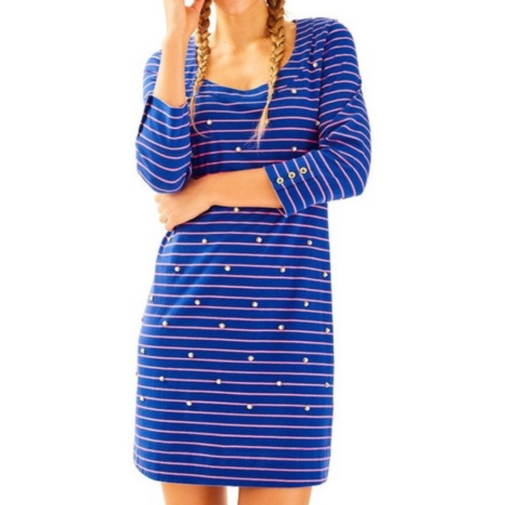 LILLY PULITZER STRIPED BEADED Merritt Dress Size XS Preppy Feminine Dainty